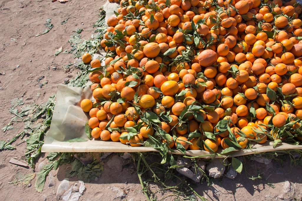 Marokkanische Gerichte – Berg Orangen auf dem Markt in Aourir | SOMEWHERE ELSE